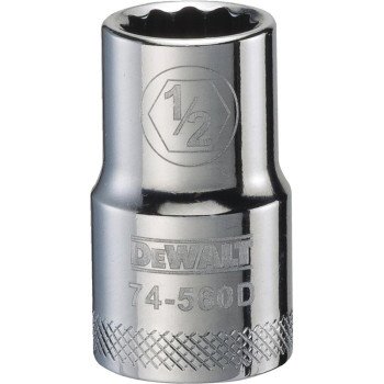 DEWALT DWMT74560OSP Drive Socket, 1/2 in Socket, 1/2 in Drive, 12-Point, Vanadium Steel, Polished Chrome