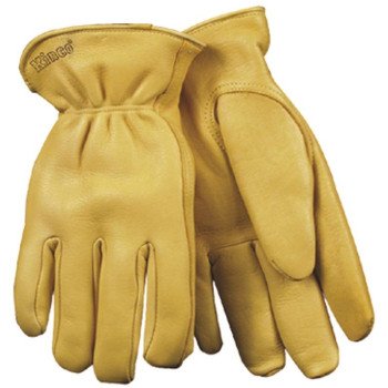 Heatkeep 90HK-L Driver Gloves, Men's, L, 10 in L, Keystone Thumb, Easy-On Cuff, Deerskin Leather, Yellow