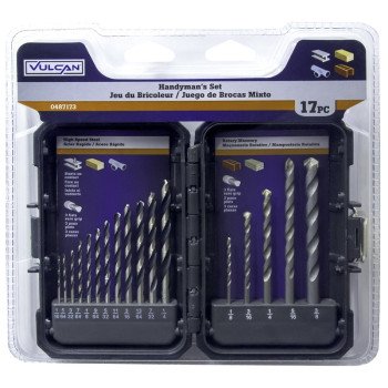 Vulcan 871060OR Drill Bit Set, 17-Piece, High-Speed Steel, Sandblasted