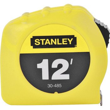 STANLEY 30-485 Measuring Tape, 12 ft L Blade, 1/2 in W Blade, Steel Blade, ABS Case, Yellow Case