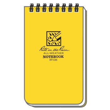 Rite in the Rain 135 Pocket Notebook, 3 x 5 in Sheet, 50-Sheet, White Sheet, Top Spiral Binding