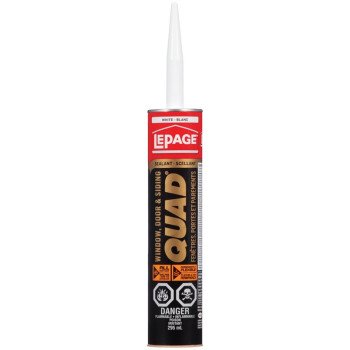 LePage QUAD 2398133 Window, Door and Siding Sealant, White, 295 mL Cartridge