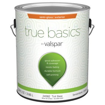 Valspar TRUE Basics 24580 Series 080.0024582.007 Exterior Paint, Semi-Gloss, Tint Base, 1 gal