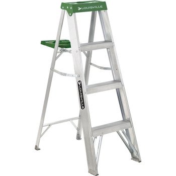 Louisville AS4004 Step Ladder, 102 in Max Reach H, 3-Step, 225 lb, Type II Duty Rating, 3 in D Step, Aluminum