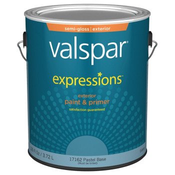 Valspar 005.0017162.007 Exterior House Paint, Semi-Gloss, Pastel Base, 1 gal