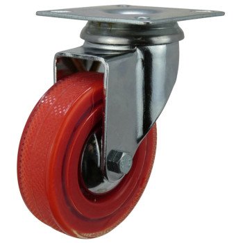 Shepherd Hardware 6266 Swivel Caster, 3 in Dia Wheel, Polyurethane Wheel, Red, 132 lb