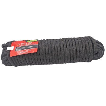 Baron 52218 Rope, 3/8 in Dia, 100 ft L, 133 lb Working Load, Polypropylene, Black