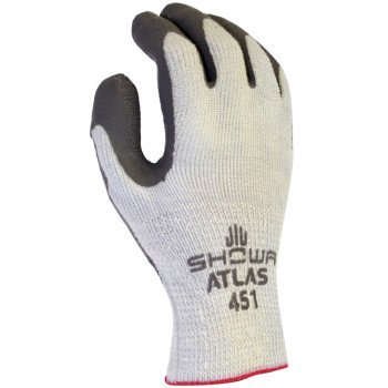 Showa 451-S Gloves, Unisex, S, 9.84 in L, Elastic Cuff, Gray/Light Gray