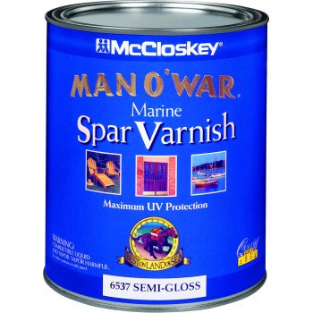 McCloskey Man O' War 080.0006537.005 Marine Spar Varnish, Semi-Gloss, Clear, Liquid, 1 qt