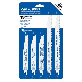 Avanti Pro PS0013S Reciprocating Saw Blade Set, 13-Piece, Bi-Metal