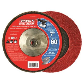 Diablo Steel Demon DCX070060B01F Flap Disc with Hub, 7 in Dia, 5/8-11 Arbor, 60 Grit, Coarse, Zirconia Abrasive