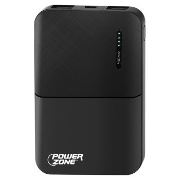 PowerZone S62 Power Bank, 5000 mAh Capacity, Black