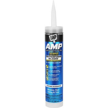 DAP AMP 7079800761 Advanced Sealant Caulk, Clear, 30 to 60 min Curing, 0 to 140 deg F, 9 oz Cartridge