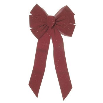 Holidaytrims 6077 Deluxe Gold Glittered Bow, Hand Tied, Velvet PE, Burgundy Bow with Gold Glitter