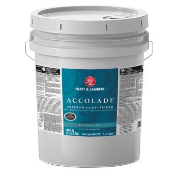 Pratt & Lambert Accolade Z4400 0000Z4482-20 Exterior Premium Paint and Primer, Flat, Deep Base, 5 gal