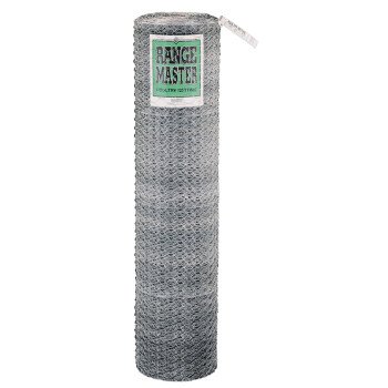 Rangemaster 6027 Poultry Net, 50 ft L, 48 in W, 20 Gauge, Hexagonal Mesh, 2 in Mesh, Galvanized Steel