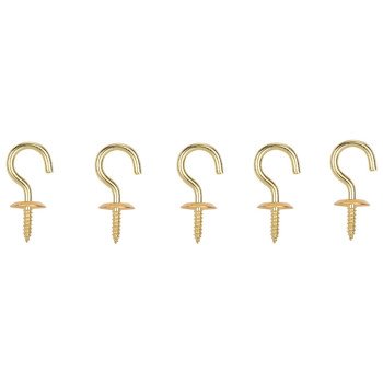 ProSource LR-391-PS Cup Hook, 11/32 in Opening, 3.2 mm Thread, 1-1/4 in L, Brass, Brass