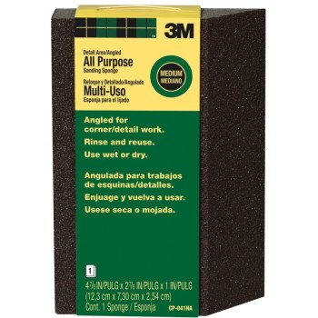 3M CP-041 Sanding Sponge, 4-7/8 in L, 2-7/8 in W, 80 Grit, Medium, Aluminum Oxide Abrasive