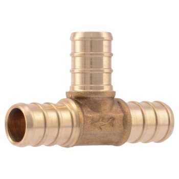 SharkBite UC362LFA10 Pipe Tee, 1/2 in, Barb x Crimp, Brass, 33 to 200 psi Pressure