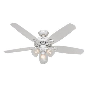 Hunter 53236 Ceiling Fan, 5-Blade, Snow White Blade, 52 in Sweep, 3-Speed, With Lights: Yes