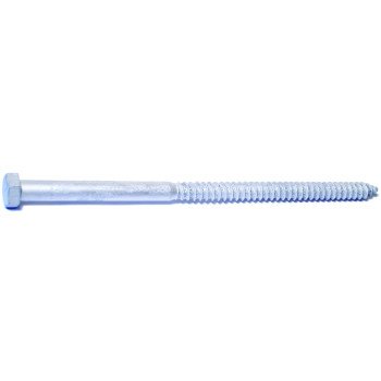 Midwest Fastener 05603 Lag Screw, 1/2-6 Thread, 10 in OAL, 2 Grade, Galvanized Steel, SAE Measuring