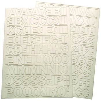 Hy-Ko 30013 Die-Cut Number and Letter Set, 1 in H Character, White Character, White Background, Vinyl