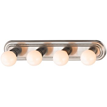 Boston Harbor 918-4-BN Vanity Bar Fixture, 100 W, 4-Lamp, G Lamp, Steel Fixture, Brushed Nickel Fixture