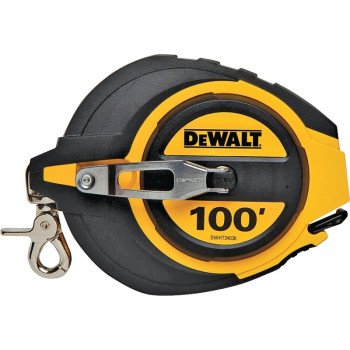 DEWALT DWHT34036L Tape Measure, 100 ft L Blade, 3/8 in W Blade, Steel Blade, ABS Case, Black/Yellow Case