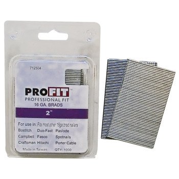 ProFIT 0712504 Finish Nail, Glue Collation, 2 in L, 16 Gauge, Steel, Electro-Galvanized, Brad Head, Smooth Shank