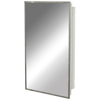 Zenith 105 Medicine Cabinet, 16-1/8 in OAW, 4-1/2 in OAD, 26-1/8 in OAH, Plastic/Stainless Steel, 2-Shelf