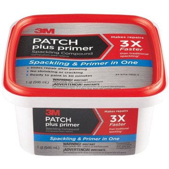 3M PPP-32-BB Patch Plus Primer Spackling Compound, White, 32 fl-oz Square Tub