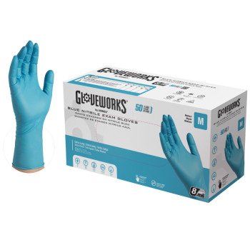 Gloveworks GPNHD64100 Non-Sterile Disposable Gloves, M, Nitrile, Powder-Free, Blue, 300 mm L