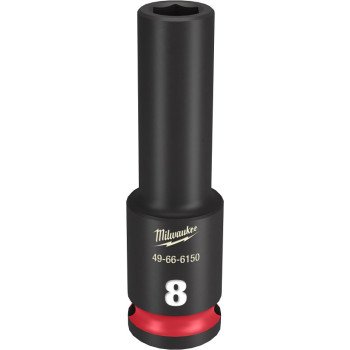 Milwaukee SHOCKWAVE Impact Duty Series 49-66-6150 Deep Impact Socket, 8 mm Socket, 3/8 in Drive, Square Drive, 6-Point