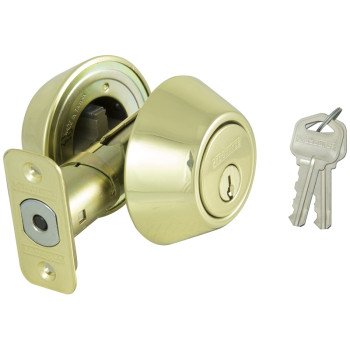 ProSource D272-RU5B Deadbolt, 3 Grade, Polished Brass, 2-3/8 to 2-3/4 in Backset, KW1 Keyway