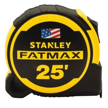 STANLEY FMHT36325S Tape Measure, 25 ft L Blade, 1-1/4 in W Blade, Steel Blade, ABS Case, Black/Yellow Case