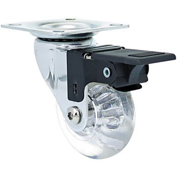 Shepherd Hardware 6279 Swivel Caster, 2 in Dia Wheel, Polyurethane Wheel, Clear, 110 lb