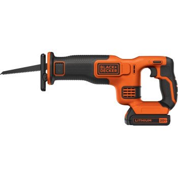 Black+Decker BDCR20C Reciprocating Saw Kit, Battery Included, 20 V, 1.5 Ah, 7/8 in L Stroke, 3000 spm