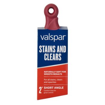 Valspar Stains and Clears 884289200 Sash Brush, 2 in W, Angle Brush, Polyester Bristle, Ergonomic, Short Handle