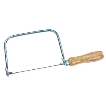 STANLEY 15-106A Coping Saw, 6-3/8 in L Blade, 15 TPI, HCS Blade, Cushion-Grip Handle, Plastic/Rubber Handle