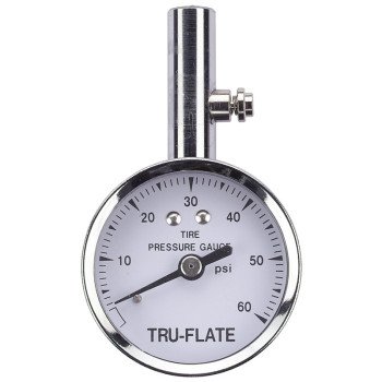 Tru-Flate 17-551 Tire Gauge, 10 to 60 psi, Steel Gauge Case