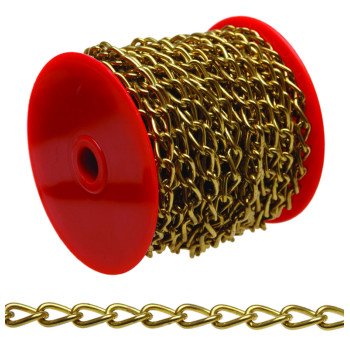 Campbell 0717017 Twist Chain, #70, 82 ft L, 5 lb Working Load, Brass