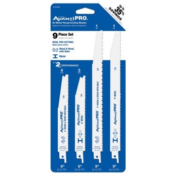 Avanti Pro PS009S Reciprocating Saw Blade Set, 9-Piece, Bi-Metal