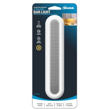 Westek BL-BUTN-W Compact Bar Light, AA Battery, LED Lamp, 120 Lumens, 3000 K Color Temp, White