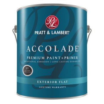 Pratt & Lambert Accolade Z4400 0000Z4483-16 Exterior Premium Paint and Primer, Flat, Neutral Base, 1 gal