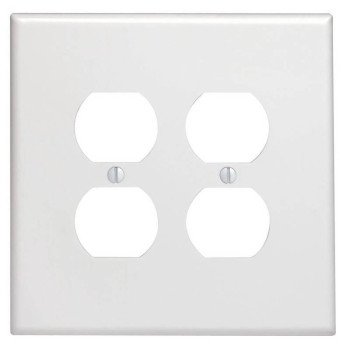 Leviton 88116 Receptacle Wallplate, 5-1/4 in L, 5.31 in W, Oversized, 2 -Gang, Plastic, White, Surface Mounting