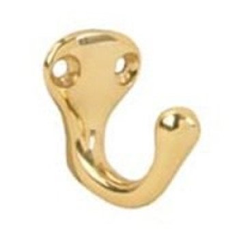 Schlage 581A3 Robe Hook, Wall Mounting, 1-1/4 in H x 1-1/4 in W Dimensions, Aluminum, Brass