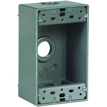 Eaton Wiring Devices 1113-SP Outlet Box, 3 -Outlet, 1 -Gang, Aluminum, Black, Powder-Coated, Wall Mounting