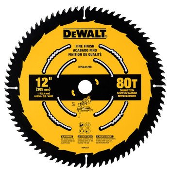 DEWALT DWA11280 Circular Saw Blade, 12 in Dia, 1 in Arbor, 80-Teeth, Carbide Cutting Edge