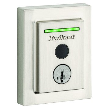 Kwikset Halo Series 959 CNT FPTR WIFI 15 Electronic Deadbolt, Satin Nickel, Residential, Brass/Steel, OS: Android