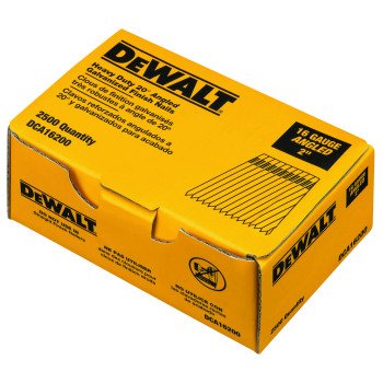 DEWALT DCA16200 Finish Nail, Glue Collation, 2 in L, 16 Gauge, Steel, Suitable for: DC618K Finish Nailer